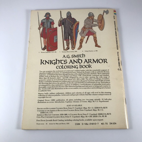 Knights and Armor Coloring Book Dover Fashion 0486248437 Paperback by A G Smith - Picture 5 of 5